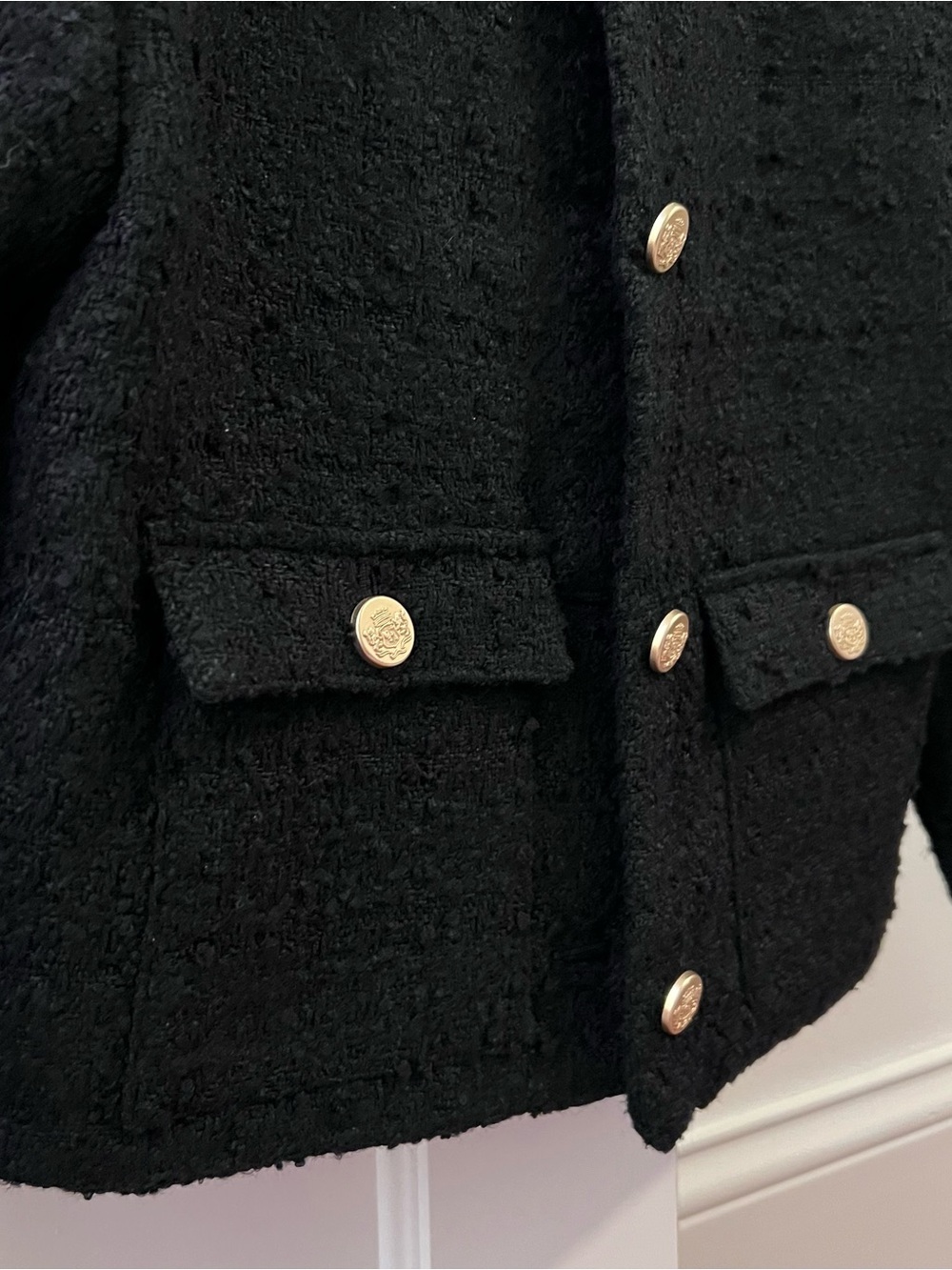 Abercrombie & Fitch Black Cropped Jacket with Gold Buttons - Picture 9 of 16